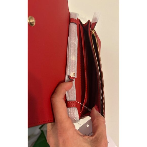 NWT Anna Foldover Clutch Crossbody Signature Canvas Leather Walnut Brown - Picture 10 of 11